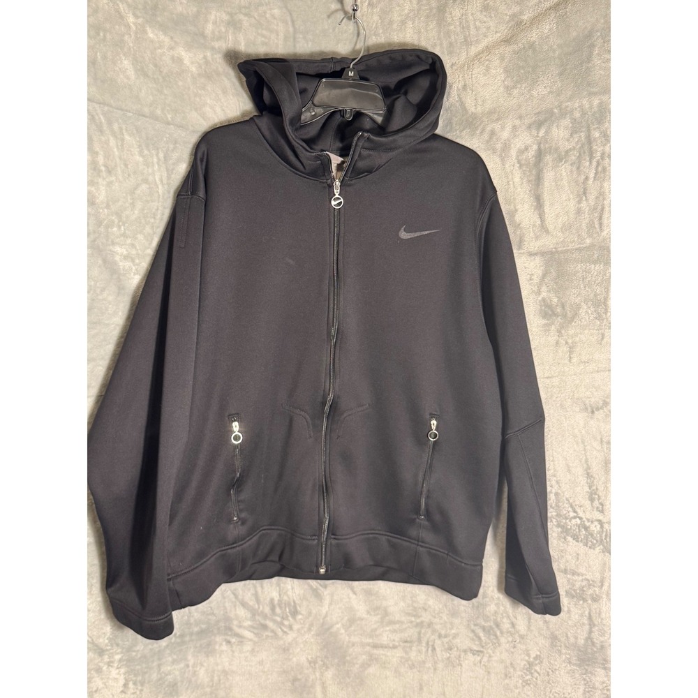 Nike Mens Therma-FIT Full Zip Hoodie Black Fleece Lined Jacket XL